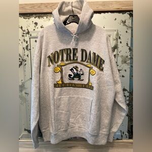 Vintage 90s Notre Dame Fighting Irish Nutmeg Mills Hoodie Sweatshirt NOS